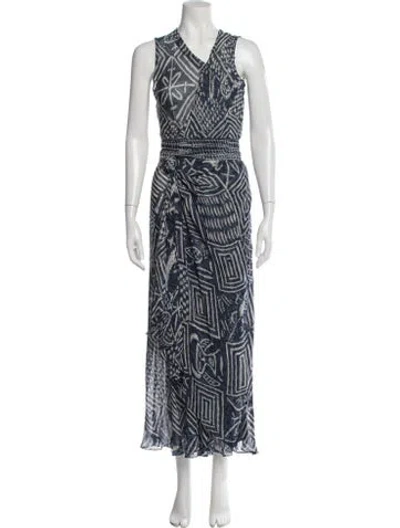 Pre-owned Ralph Lauren Silk Long Dress In Blue