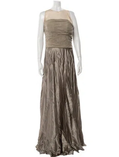 Pre-owned Ralph Lauren Silk Long Dress In Neutral