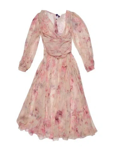 Pre-owned Ralph Lauren Silk Long Dress In Pink