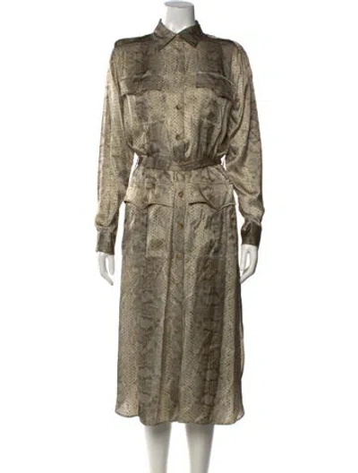 Pre-owned Ralph Lauren Silk Long Dress W/ Tags In Neutrals