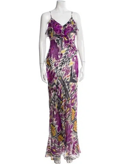 Pre-owned Ralph Lauren Silk Long Dress W/ Tags In Purple