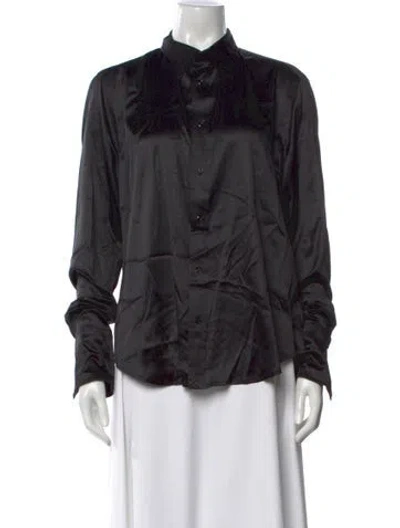 Pre-owned Ralph Lauren Silk Long Sleeve Blouse In Black