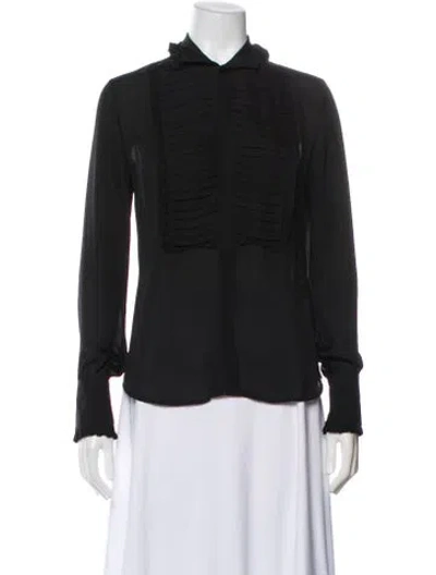 Pre-owned Ralph Lauren Silk Long Sleeve Blouse In Blue