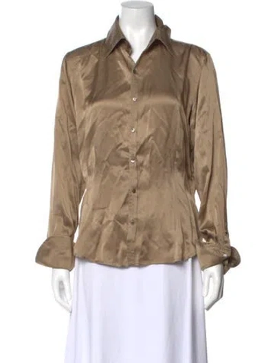Pre-owned Ralph Lauren Silk Long Sleeve Blouse In Brown