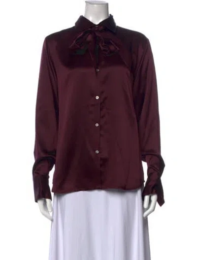 Pre-owned Ralph Lauren Silk Long Sleeve Blouse In Burgundy