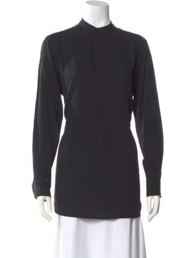 Pre-owned Ralph Lauren Silk Long Sleeve Blouse In Gray