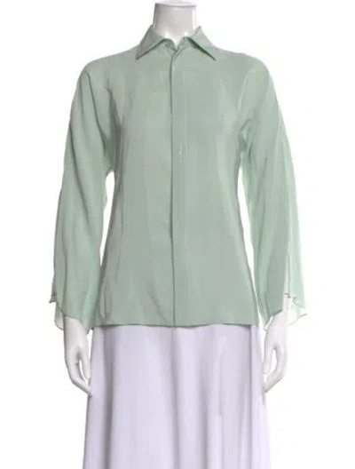 Pre-owned Ralph Lauren Silk Long Sleeve Blouse In Green