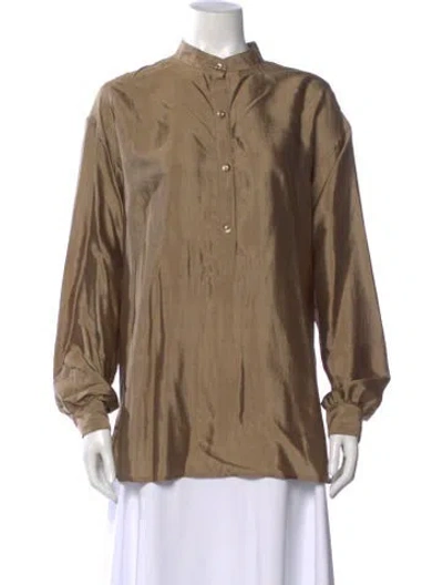 Pre-owned Ralph Lauren Silk Long Sleeve Blouse In Neutral