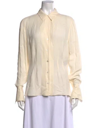 Pre-owned Ralph Lauren Silk Long Sleeve Blouse In Neutrals