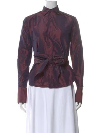 Pre-owned Ralph Lauren Silk Long Sleeve Blouse In Purple