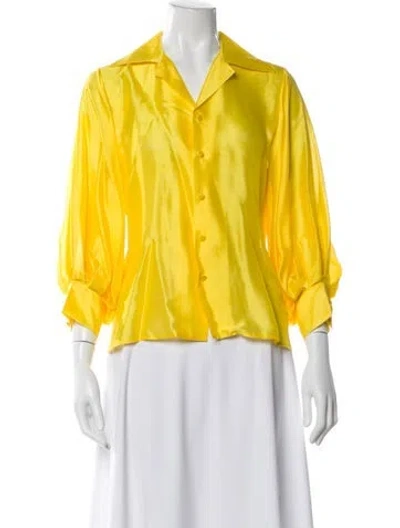 Pre-owned Ralph Lauren Silk Long Sleeve Blouse In Yellow
