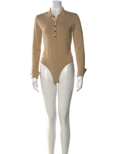 Pre-owned Ralph Lauren Silk Long Sleeve Bodysuit In Neutral