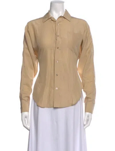 Pre-owned Ralph Lauren Silk Long Sleeve Button-up Top In Neutral