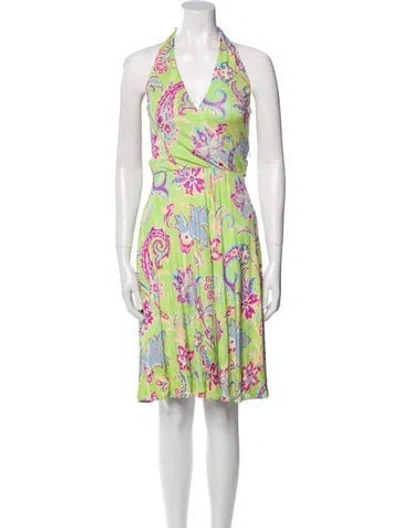 Pre-owned Ralph Lauren Silk Midi Length Dress In Green
