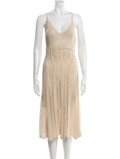 Pre-owned Ralph Lauren Silk Midi Length Dress In Neutral
