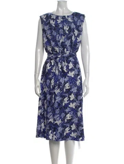 Pre-owned Ralph Lauren Silk Midi Length Dress W/ Tags In Blue