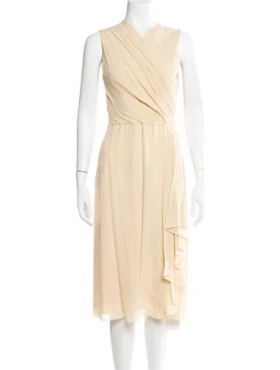 Pre-owned Ralph Lauren Silk Midi Length Dress W/ Tags In Neutrals