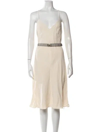 Pre-owned Ralph Lauren Silk Midi Length Dress W/ Tags In Neutrals