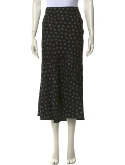 Pre-owned Ralph Lauren Silk Midi Length Skirt In Black