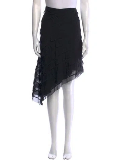 Pre-owned Ralph Lauren Silk Midi Length Skirt In Black