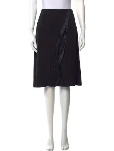 Pre-owned Ralph Lauren Silk Midi Length Skirt In Black