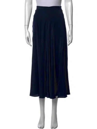 Pre-owned Ralph Lauren Silk Midi Length Skirt In Blue