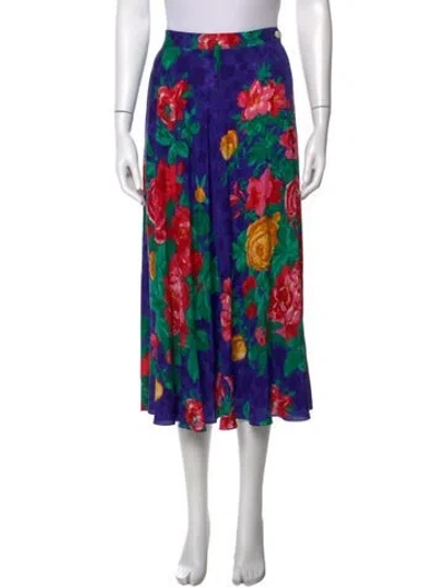 Pre-owned Ralph Lauren Silk Midi Length Skirt In Blue