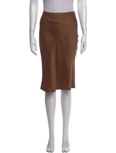 Pre-owned Ralph Lauren Silk Midi Length Skirt In Brown