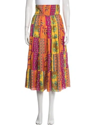 Pre-owned Ralph Lauren Silk Midi Length Skirt In Multi