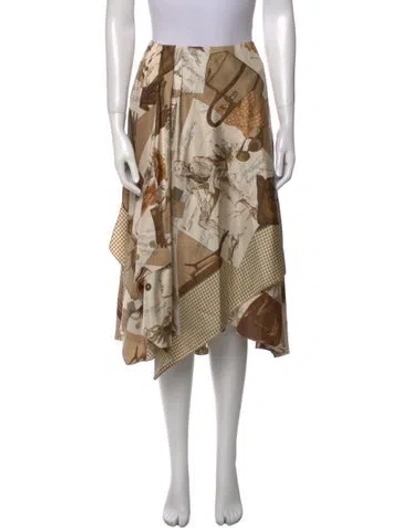 Pre-owned Ralph Lauren Silk Midi Length Skirt In Neutral