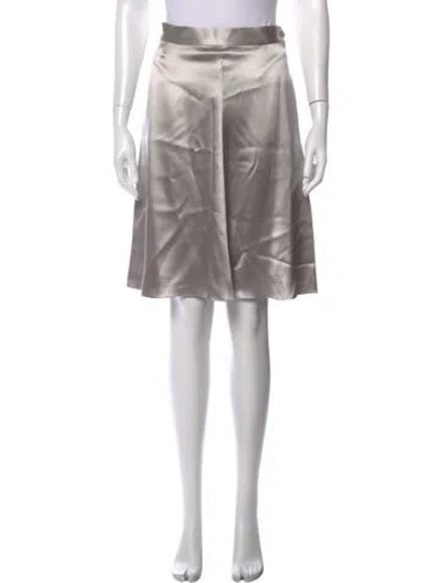 Pre-owned Ralph Lauren Silk Midi Length Skirt In Silver