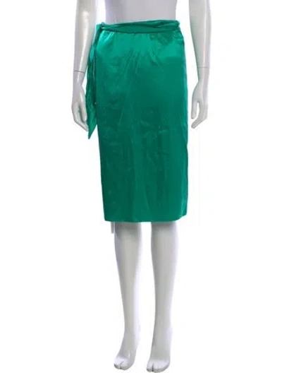 Pre-owned Ralph Lauren Silk Midi Length Skirt W/ Tags In Green