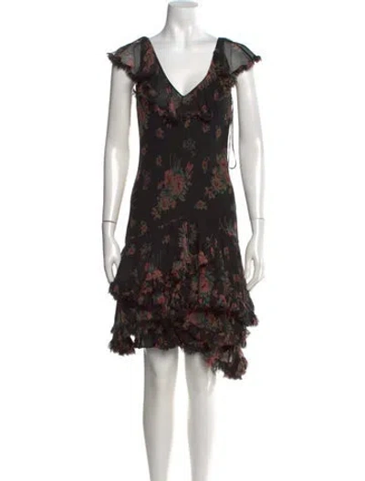 Pre-owned Ralph Lauren Silk Mini Dress In Black