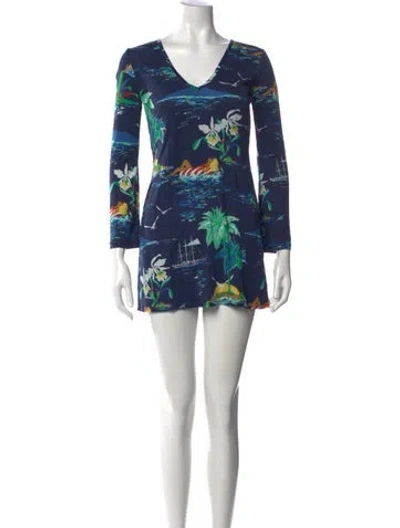 Pre-owned Ralph Lauren Silk Mini Dress In Blue