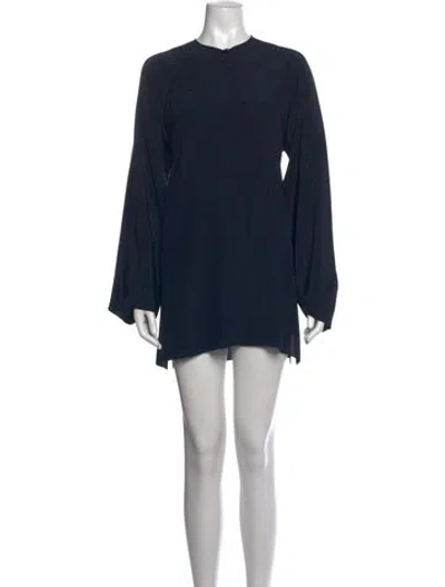Pre-owned Ralph Lauren Silk Mini Dress In Blue