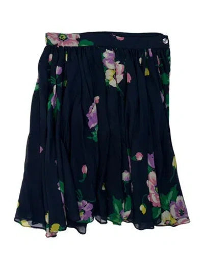 Pre-owned Ralph Lauren Silk Mini Skirt In Blue