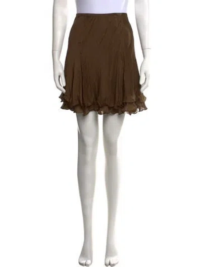 Pre-owned Ralph Lauren Silk Mini Skirt In Brown