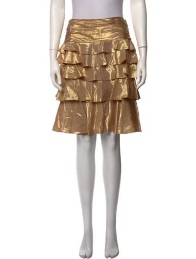 Pre-owned Ralph Lauren Silk Mini Skirt In Gold/metallic
