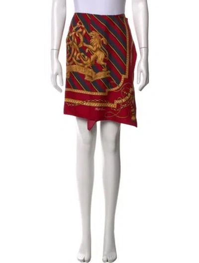 Pre-owned Ralph Lauren Silk Mini Skirt In Red