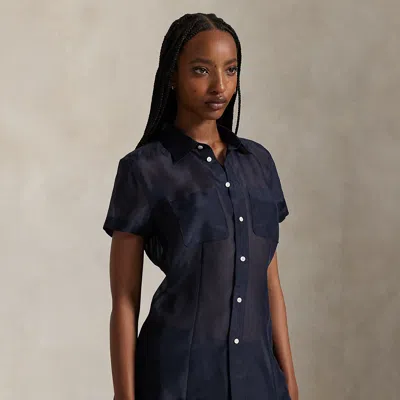 Ralph Lauren Silk Organza Shirt In Blue