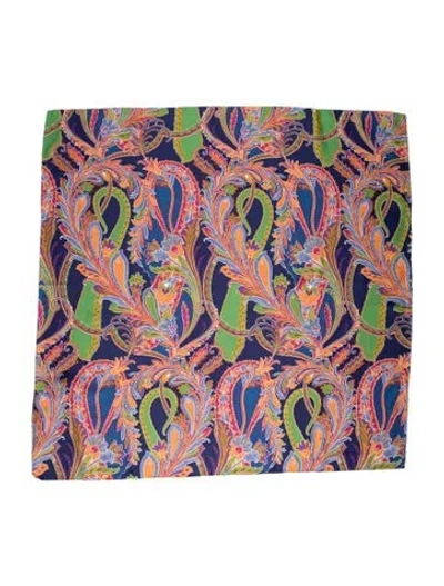Pre-owned Ralph Lauren Silk Paisley Print Scarf In Blue