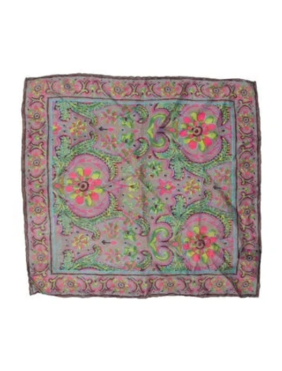 Pre-owned Ralph Lauren Silk Paisley Print Scarf In Gray