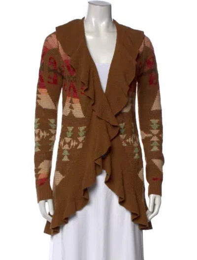 Pre-owned Ralph Lauren Silk Patterned Sweater In Brown