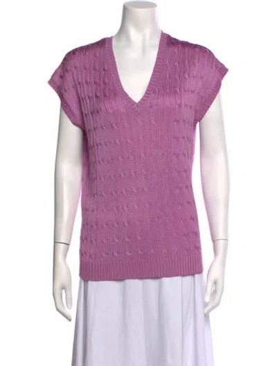 Pre-owned Ralph Lauren Silk Patterned Sweater In Purple