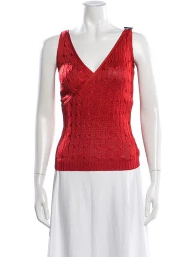 Pre-owned Ralph Lauren Silk Patterned Top W/ Tags In Red
