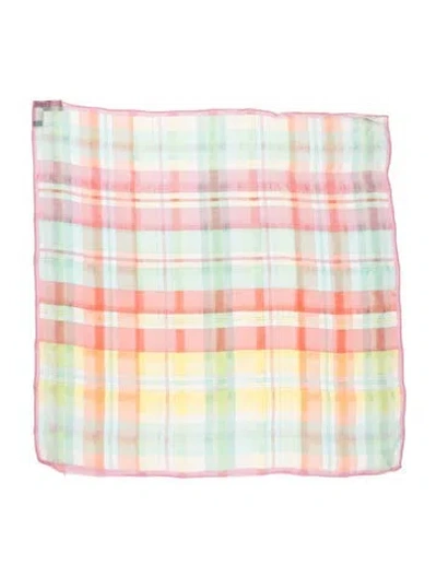 Pre-owned Ralph Lauren Silk Plaid Print Scarf In Green
