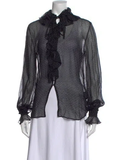 Pre-owned Ralph Lauren Silk Printed Blouse In Black