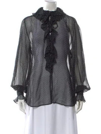 Pre-owned Ralph Lauren Silk Printed Blouse In Gray