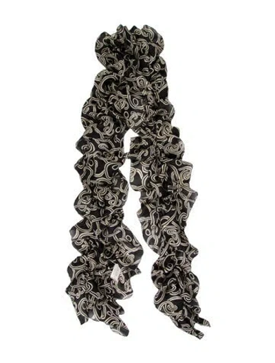 Pre-owned Ralph Lauren Silk Printed Scarf In Black