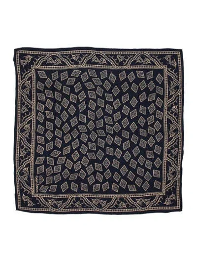 Pre-owned Ralph Lauren Silk Printed Scarf In Blue